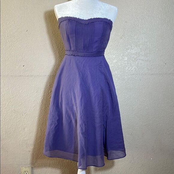 J. Crew Dresses & Skirts - J. Crew Strapless Purple Chiffon A-Line Dress